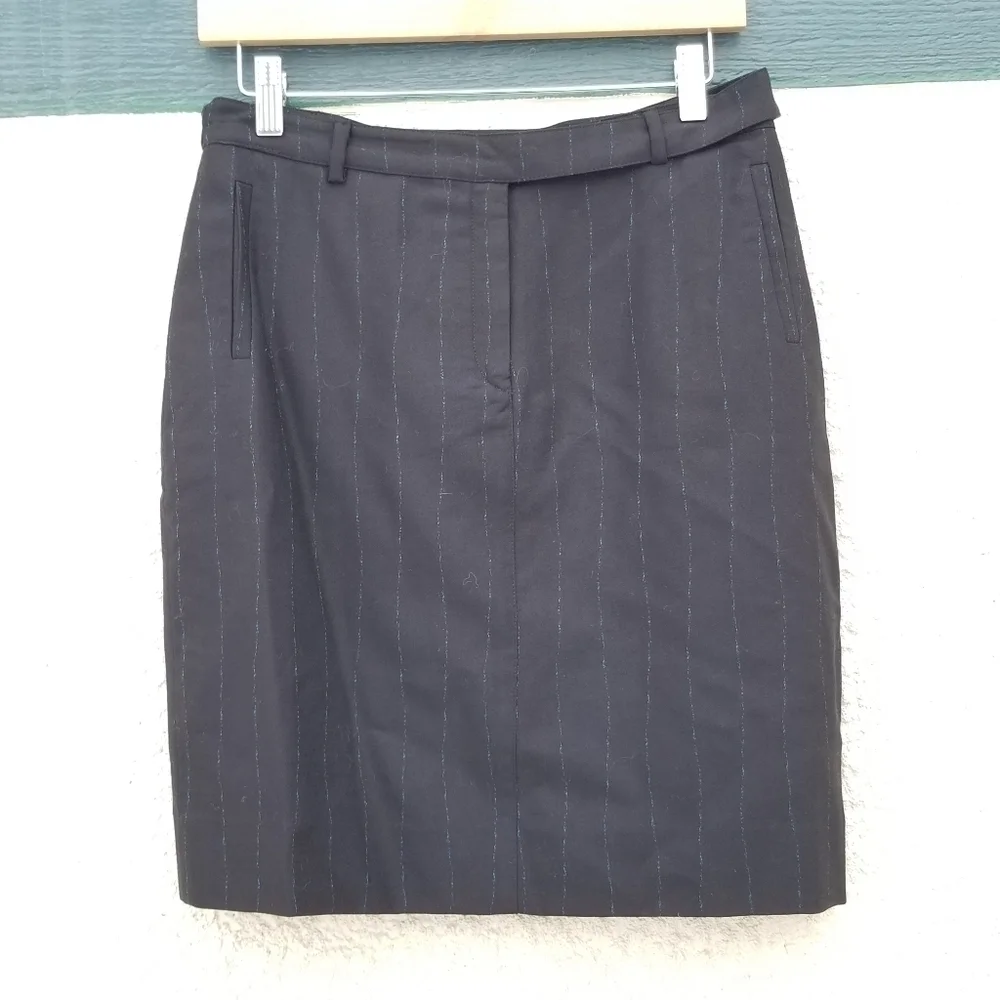 Versus Versace black career skirt with blue vertical stripes SEE MEASUREMENTS